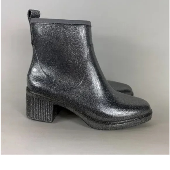 Kate Spade New York Women's 9 Puddle Rain Waterproof Booties Silver Glitter - Picture 5 of 6
